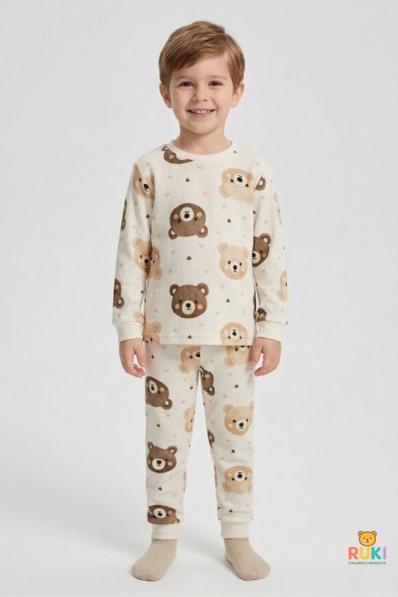Ruki Çocuk Yumuşak Dokulu Pamuklu Figür Baskılı Ev Giyimi / Pijama Seti