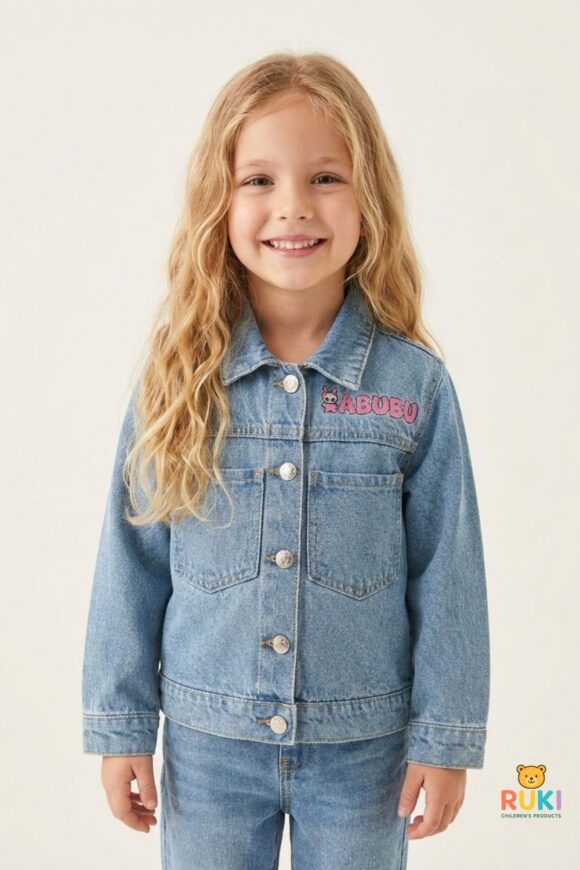 Kız Çocuk Labubu Denim Ceket