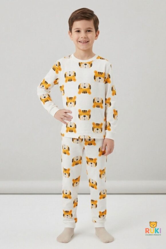 Ruki Çocuk Yumuşak Dokulu Pamuklu Figür Baskılı Ev Giyimi / Pijama Seti
