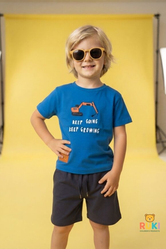Erkek Çocuk Vinçli T-shirt Şort Takım